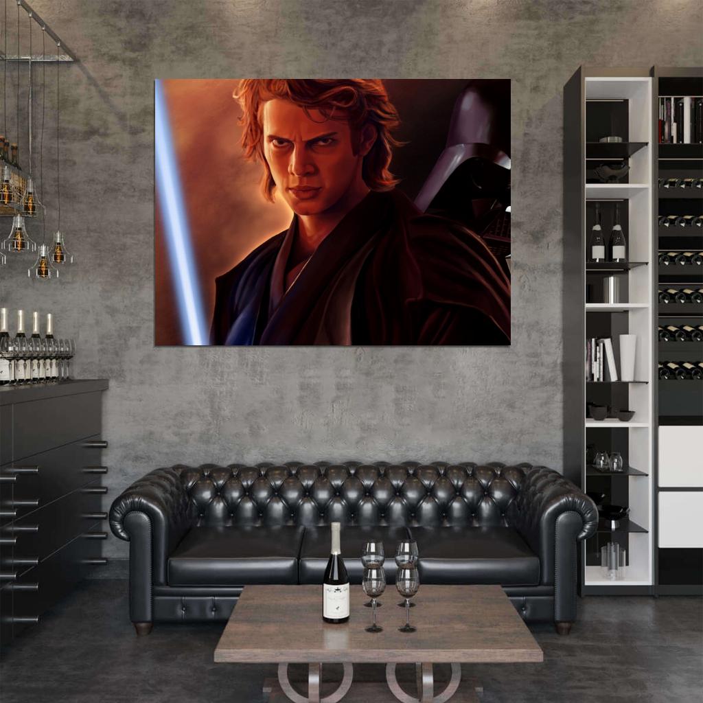 Anakin Skywalker Dark Side Lightsaber Darth Vader Star Wars Episode III Revenge of the Sith Movie Awesome Painting Art Wall Art Print Poster