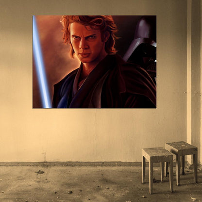 Anakin Skywalker Dark Side Lightsaber Darth Vader Star Wars Episode III Revenge of the Sith Movie Awesome Painting Art Wall Art Print Poster