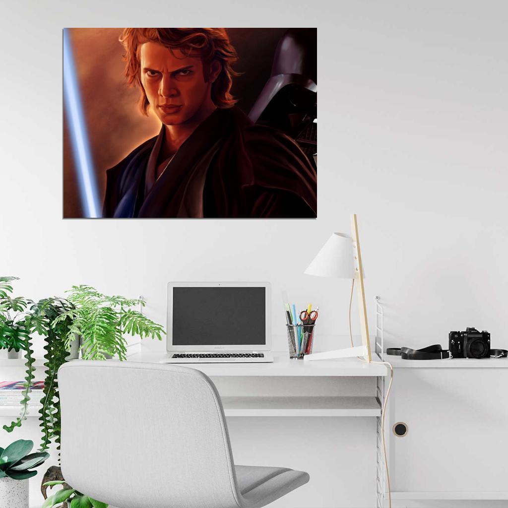 Anakin Skywalker Dark Side Lightsaber Darth Vader Star Wars Episode III Revenge of the Sith Movie Awesome Painting Art Wall Art Print Poster