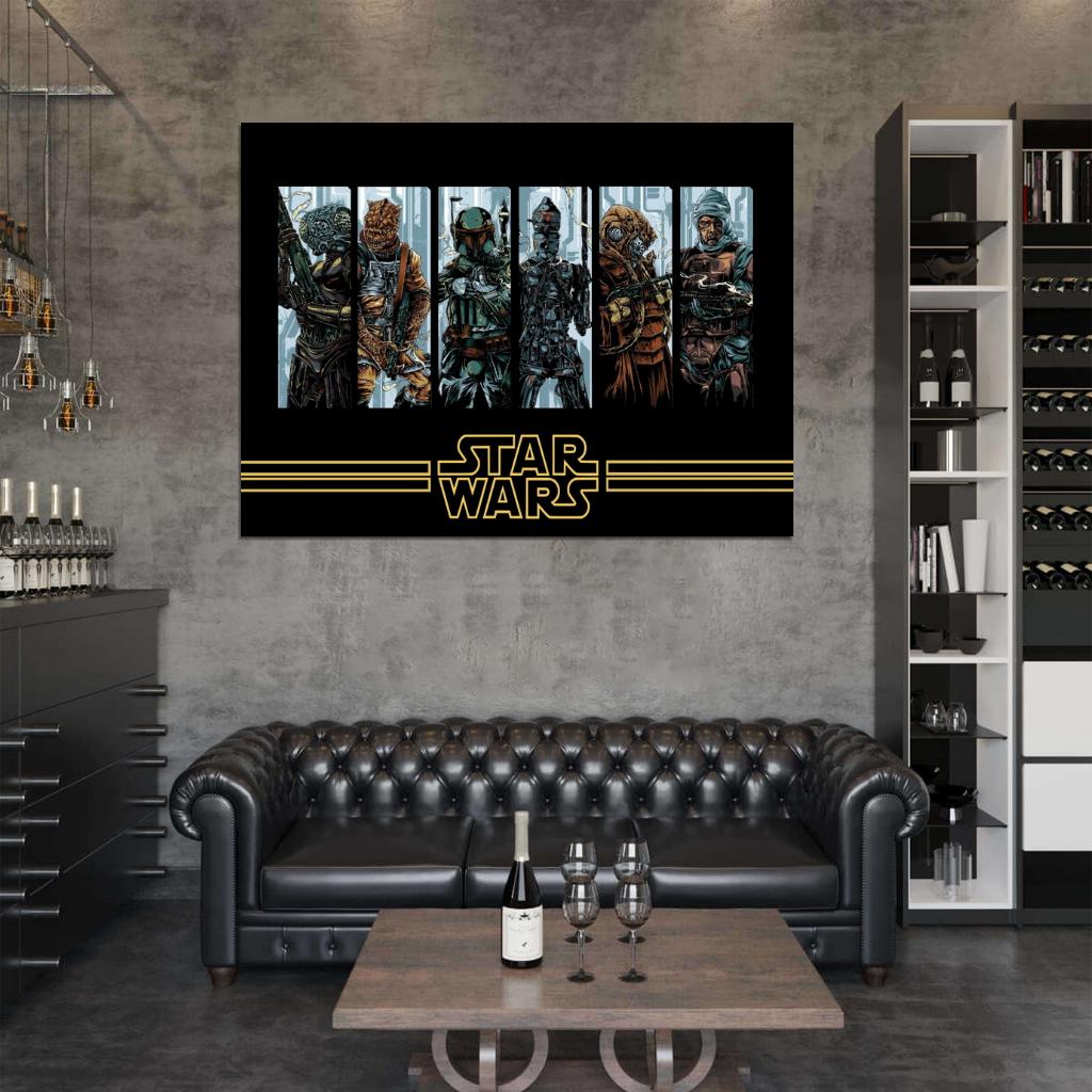 Bounty Hunters Star Wars Movie Awesome Painting Art Wall Art Print Poster