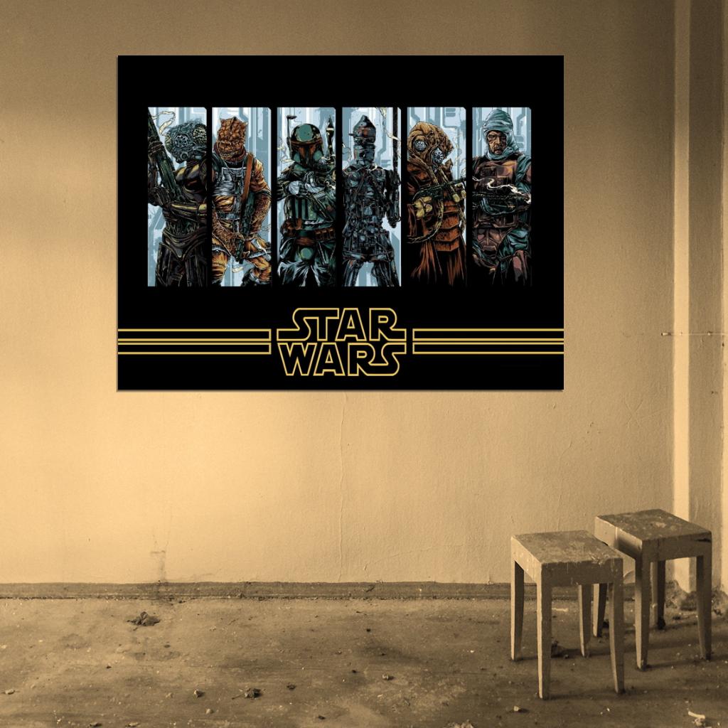 Bounty Hunters Star Wars Movie Awesome Painting Art Wall Art Print Poster