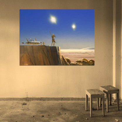 Tatooine Desert Landscape Star Wars Movie Awesome Painting Art Wall Art Print Poster