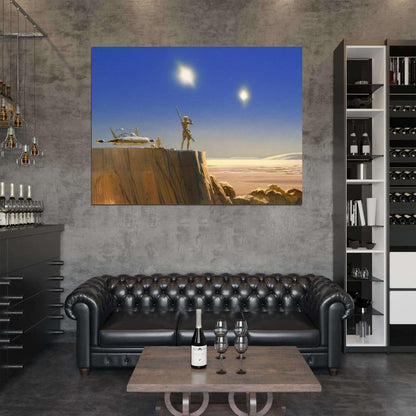 Tatooine Desert Landscape Star Wars Movie Awesome Painting Art Wall Art Print Poster