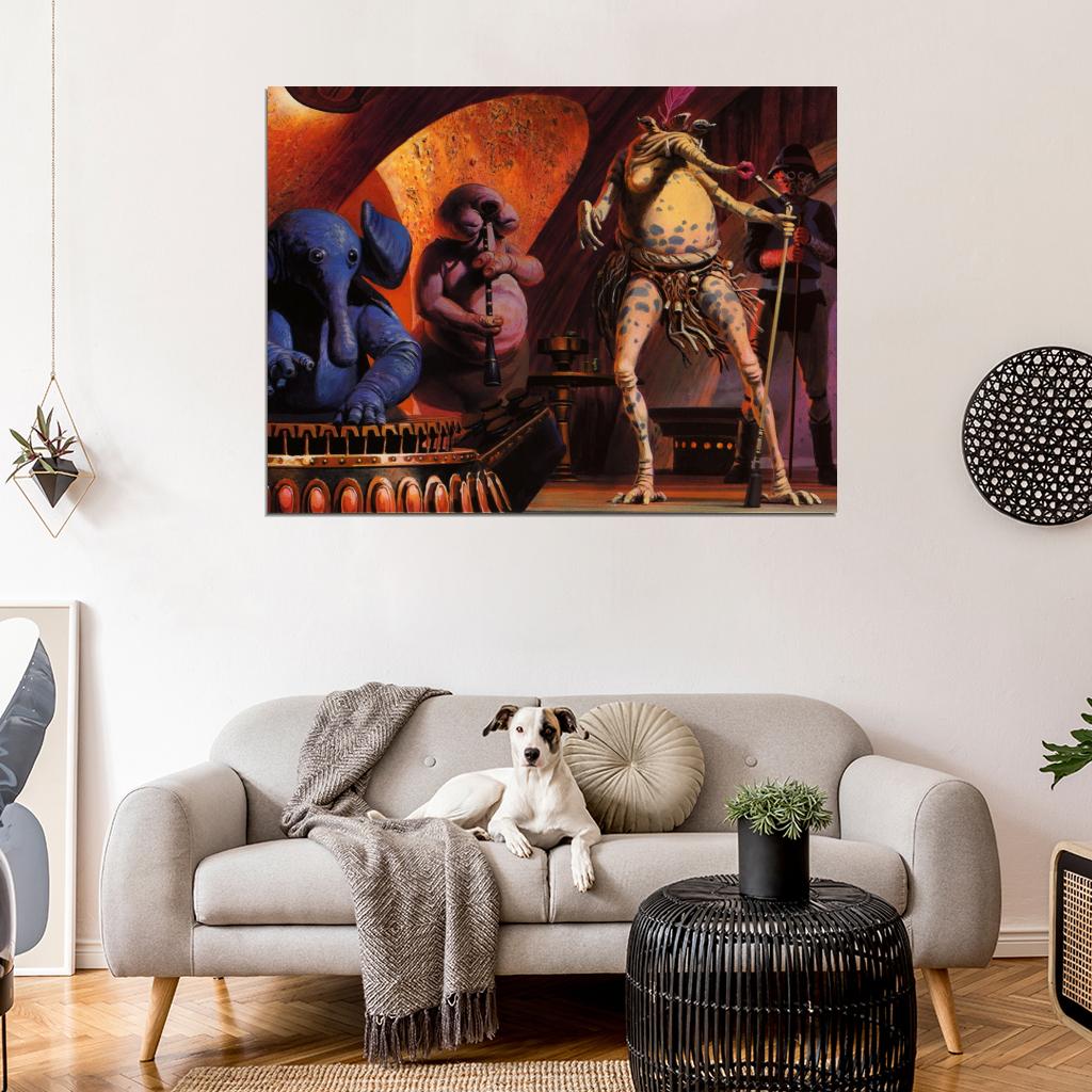 Mos Eisley Cantina Aliens Band Tatooine Star Wars Movie Awesome Painting Art Wall Art Print Poster