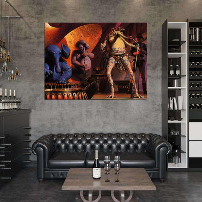 Mos Eisley Cantina Aliens Band Tatooine Star Wars Movie Awesome Painting Art Wall Art Print Poster