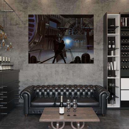 Darth Vader vs Luke Skywalker Fight Retro Vintage Concept Artwork Star Wars Movie Awesome Painting Art Wall Art Print Poster