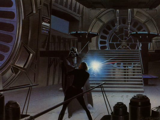 Darth Vader vs Luke Skywalker Fight Retro Vintage Concept Artwork Star Wars Movie Awesome Painting Art Wall Art Print Poster