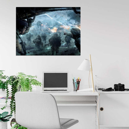 Rebel Alliance Troopers Soldiers Epic Battle AT-AT Star Wars Movie Awesome Painting Art Wall Art Print Poster