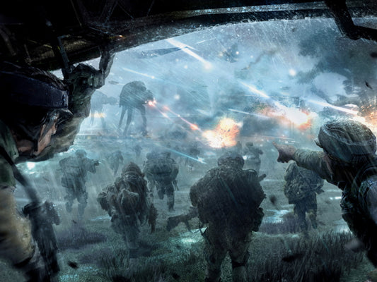 Rebel Alliance Troopers Soldiers Epic Battle AT-AT Star Wars Movie Awesome Painting Art Wall Art Print Poster