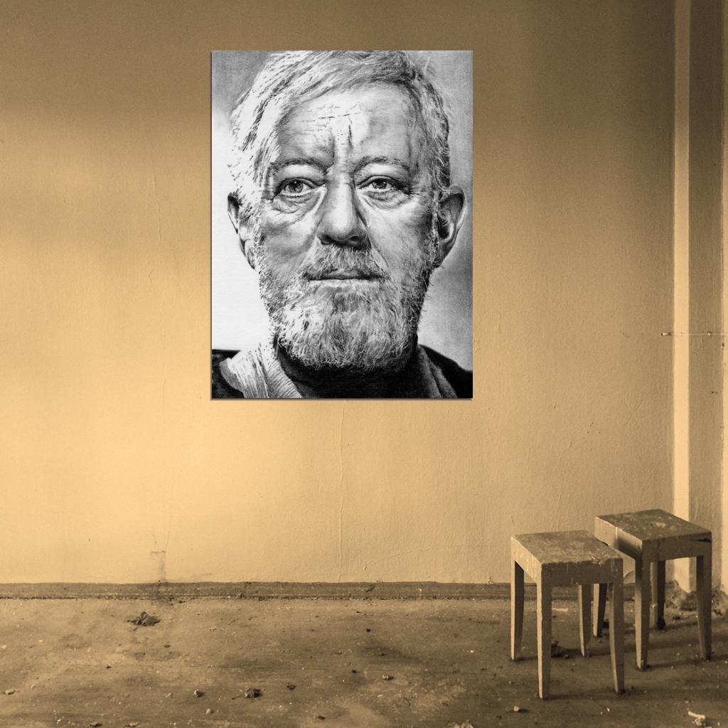 Alec Guinness Ben Kenobi Obi-Wan Portrait Original Trilogy Star Wars Movie Awesome Painting Art Wall Art Print Poster