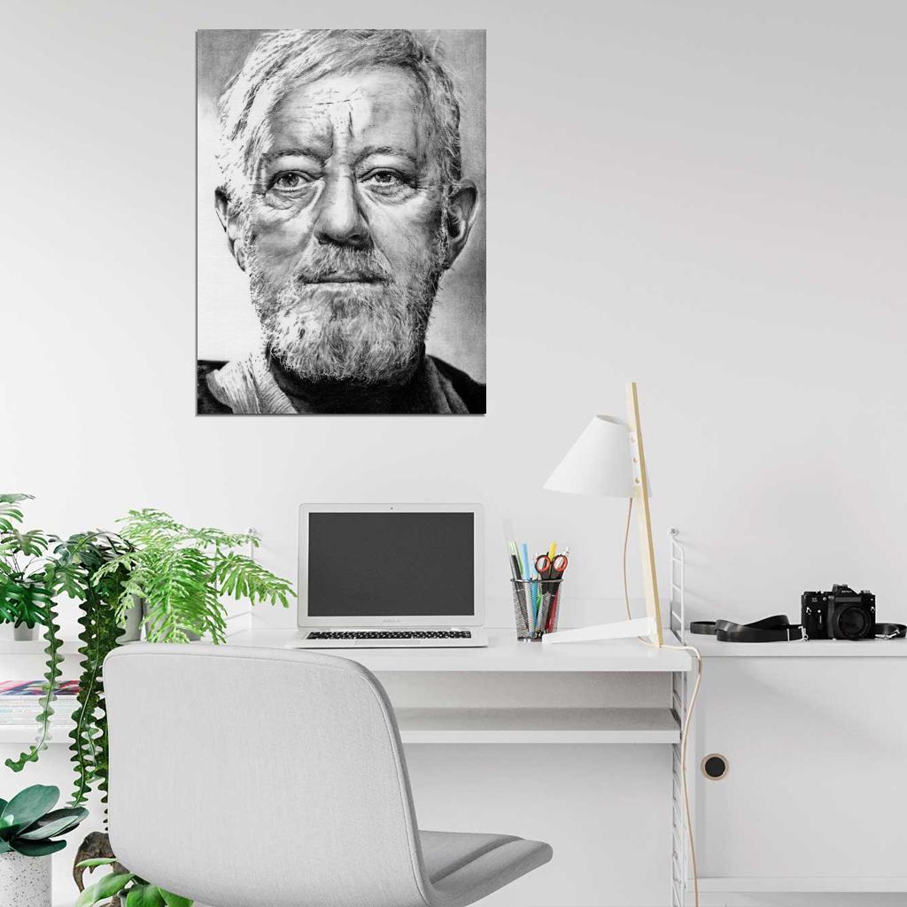 Alec Guinness Ben Kenobi Obi-Wan Portrait Original Trilogy Star Wars Movie Awesome Painting Art Wall Art Print Poster