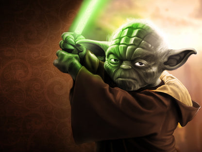 Grand Jedi Master Yoda Lightsaber Star Wars Movie Awesome Painting Art Wall Art Print Poster