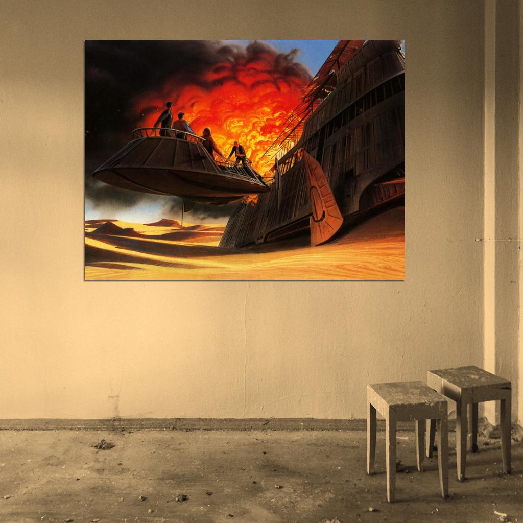 Bantha-II Cargo Desert Sand Skiff Luxury Sail Barge Retro Vintage Concept Artwork Star Wars Movie Awesome Painting Art Wall Art Print Poster