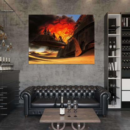 Bantha-II Cargo Desert Sand Skiff Luxury Sail Barge Retro Vintage Concept Artwork Star Wars Movie Awesome Painting Art Wall Art Print Poster