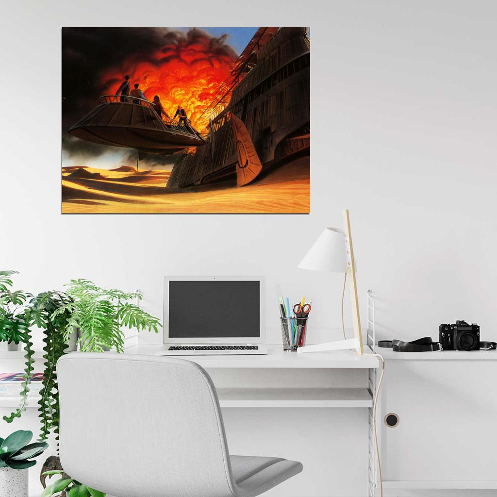 Bantha-II Cargo Desert Sand Skiff Luxury Sail Barge Retro Vintage Concept Artwork Star Wars Movie Awesome Painting Art Wall Art Print Poster