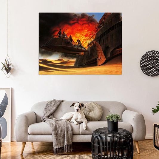 Bantha-II Cargo Desert Sand Skiff Luxury Sail Barge Retro Vintage Concept Artwork Star Wars Movie Awesome Painting Art Wall Art Print Poster