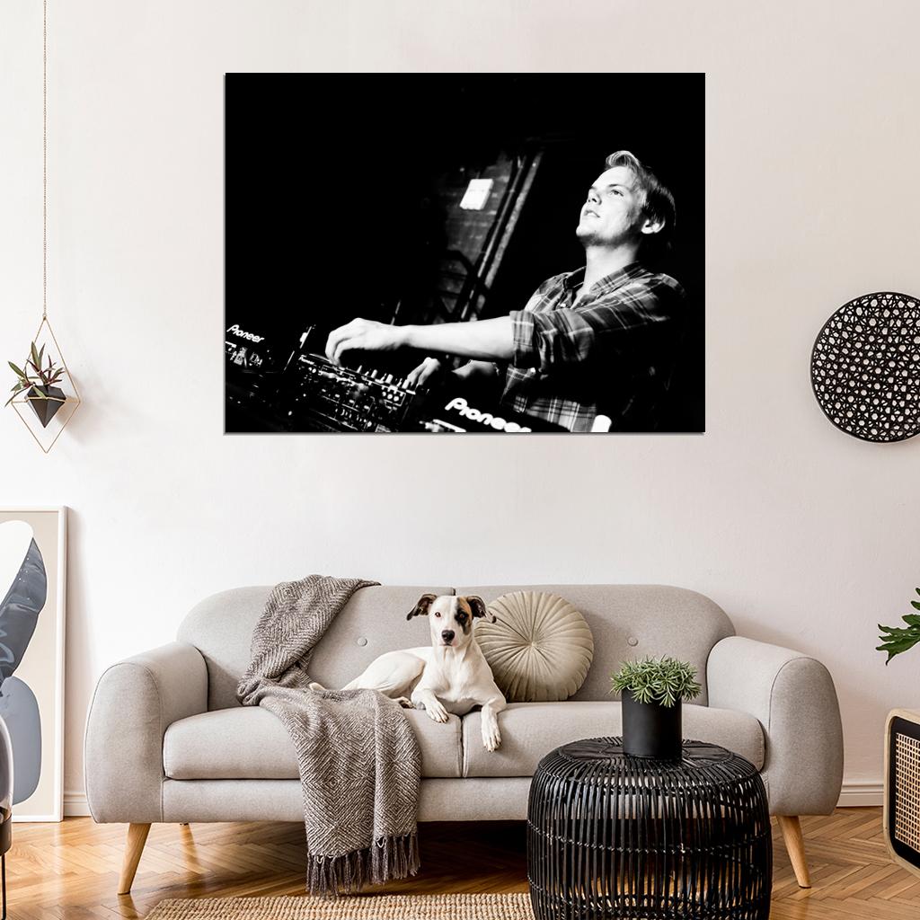 Avicii DJ Electro House Music BW Wall Art Print Poster
