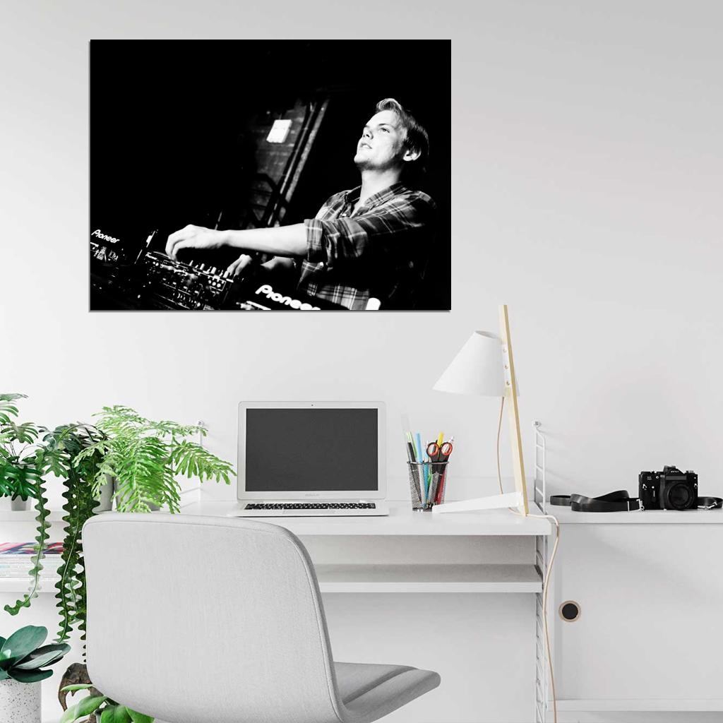 Avicii DJ Electro House Music BW Wall Art Print Poster