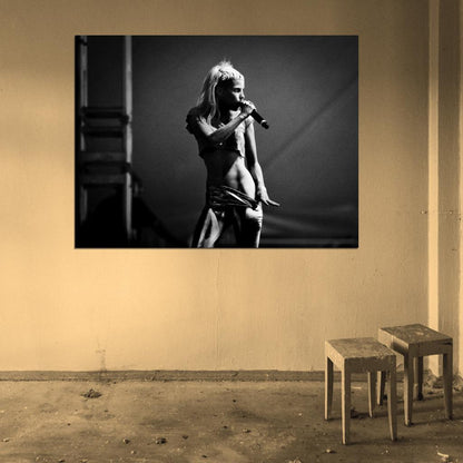 Yolandi Visser Hot Sexy Concert Stage Die Antwoord Band Alternative Hip-Hop BW Wall Art Print Poster