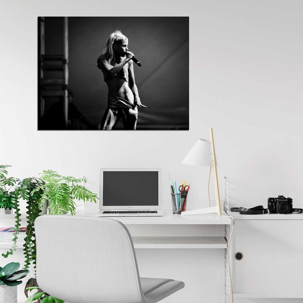 Yolandi Visser Hot Sexy Concert Stage Die Antwoord Band Alternative Hip-Hop BW Wall Art Print Poster