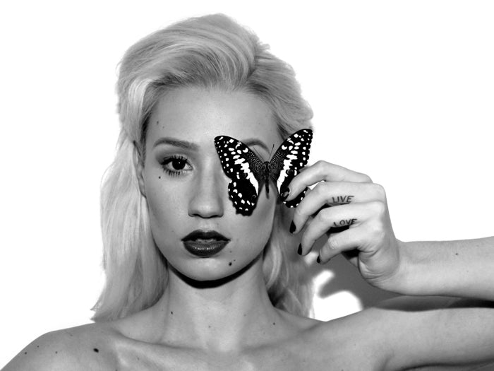 Iggy Azalea Butterfly Portrait Hip Hop Music Singer BW Wall Art Print Poster