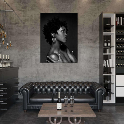 Lauryn Hill R&B Hip Hop Music Singer BW Wall Art Print Poster