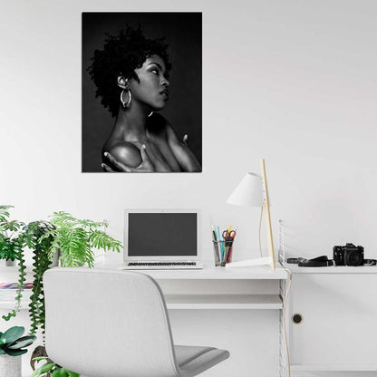 Lauryn Hill R&B Hip Hop Music Singer BW Wall Art Print Poster