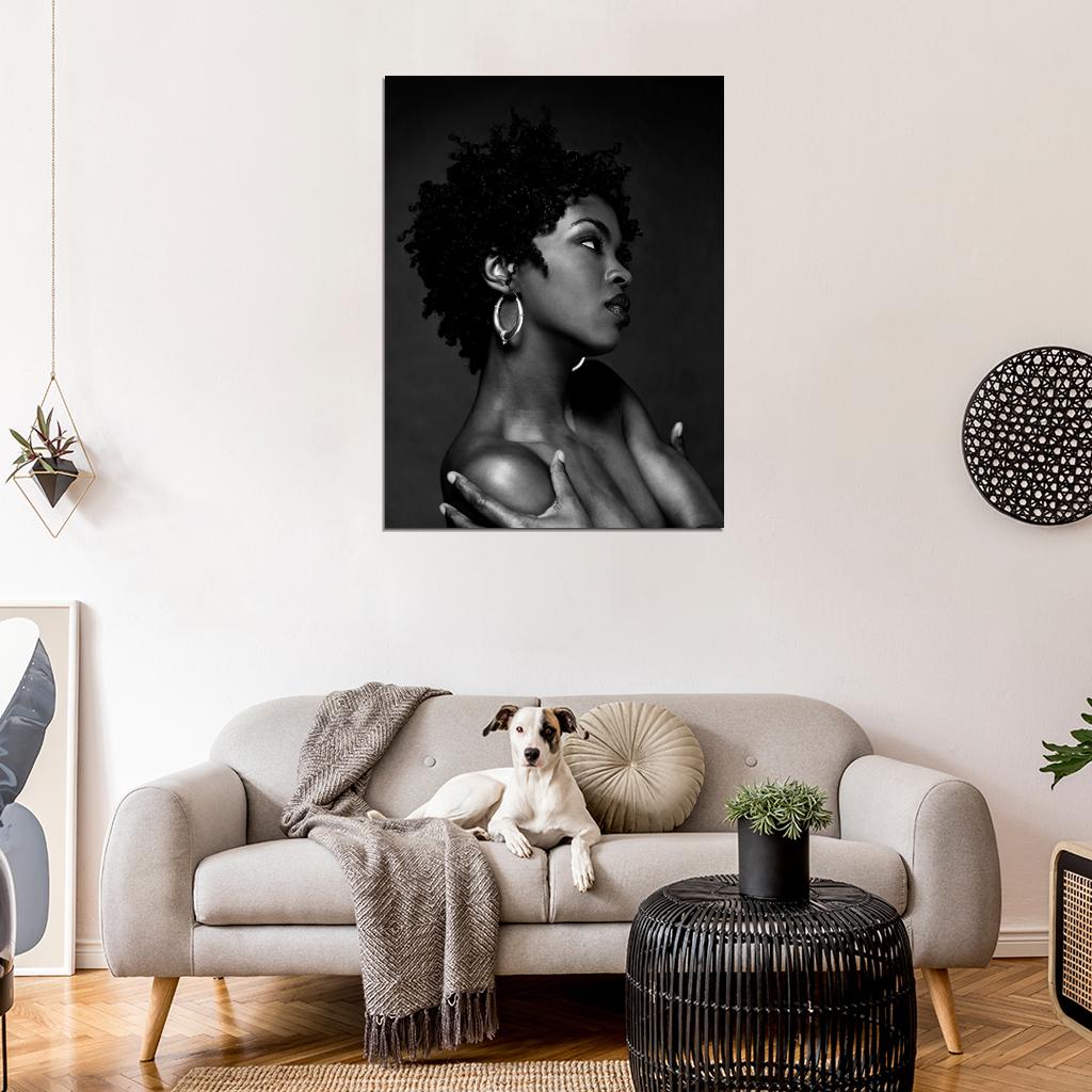 Lauryn Hill R&B Hip Hop Music Singer BW Wall Art Print Poster