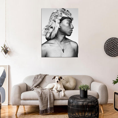 Pharrell Williams Hip Hop R&B Music Singer BW Wall Art Print Poster
