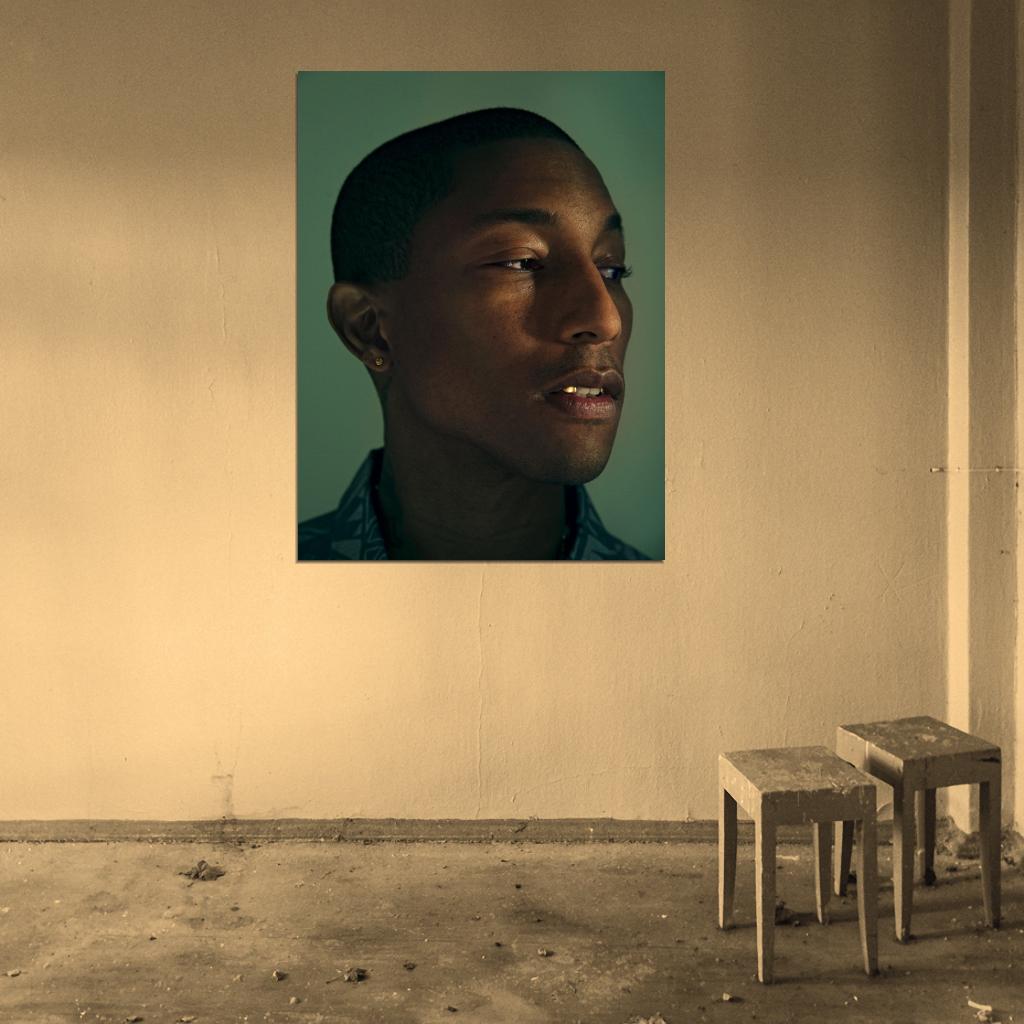 Pharrell Williams Portrait Hip Hop R&B Music Singer Wall Art Print Poster