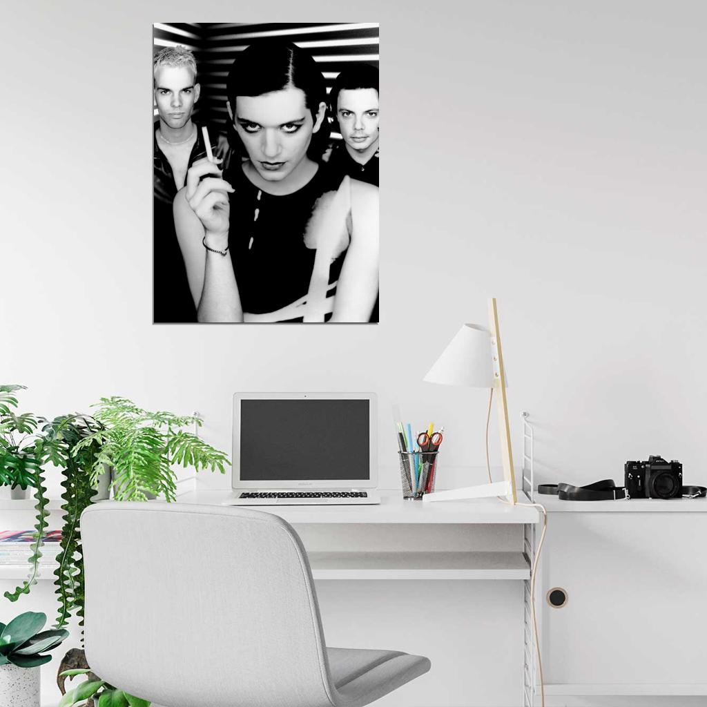 Placebo Brian Molko Stefan Olsdal Steve Forrest Rock Band Group Music BW Wall Art Print Poster