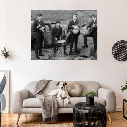 The Beatles Rock Pop Band Music BW Retro Classic Wall Art Print Poster