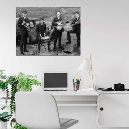 The Beatles Rock Pop Band Music BW Retro Classic Wall Art Print Poster
