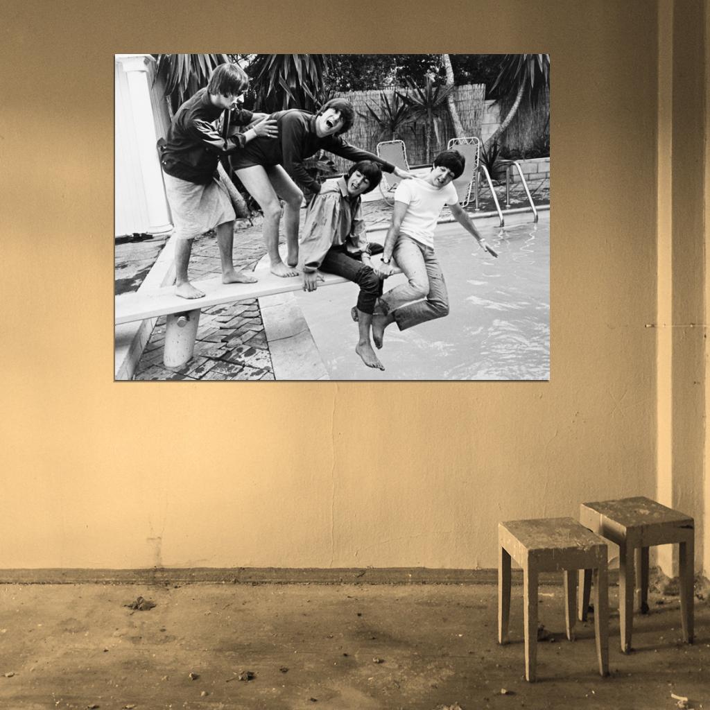 The Beatles Rock Pop Band Music Classic BW Funny Wall Art Print Poster