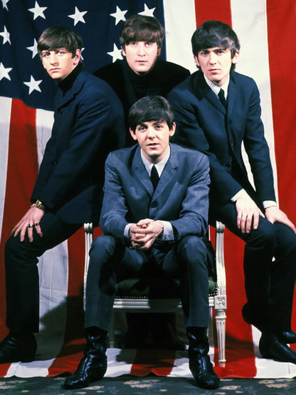 The Beatles Rock Pop Band Music Classic American Flag Wall Art Print Poster