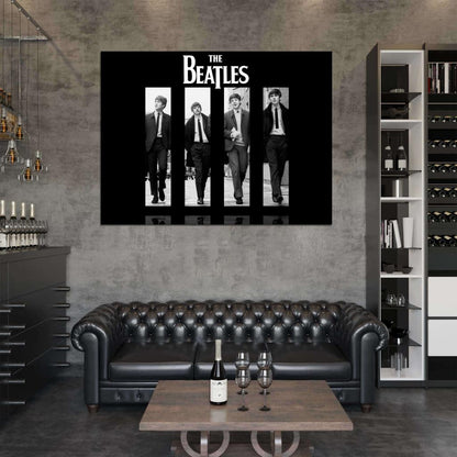 The Beatles Rock Pop Band Music Classic BW Cool Art Wall Art Print Poster