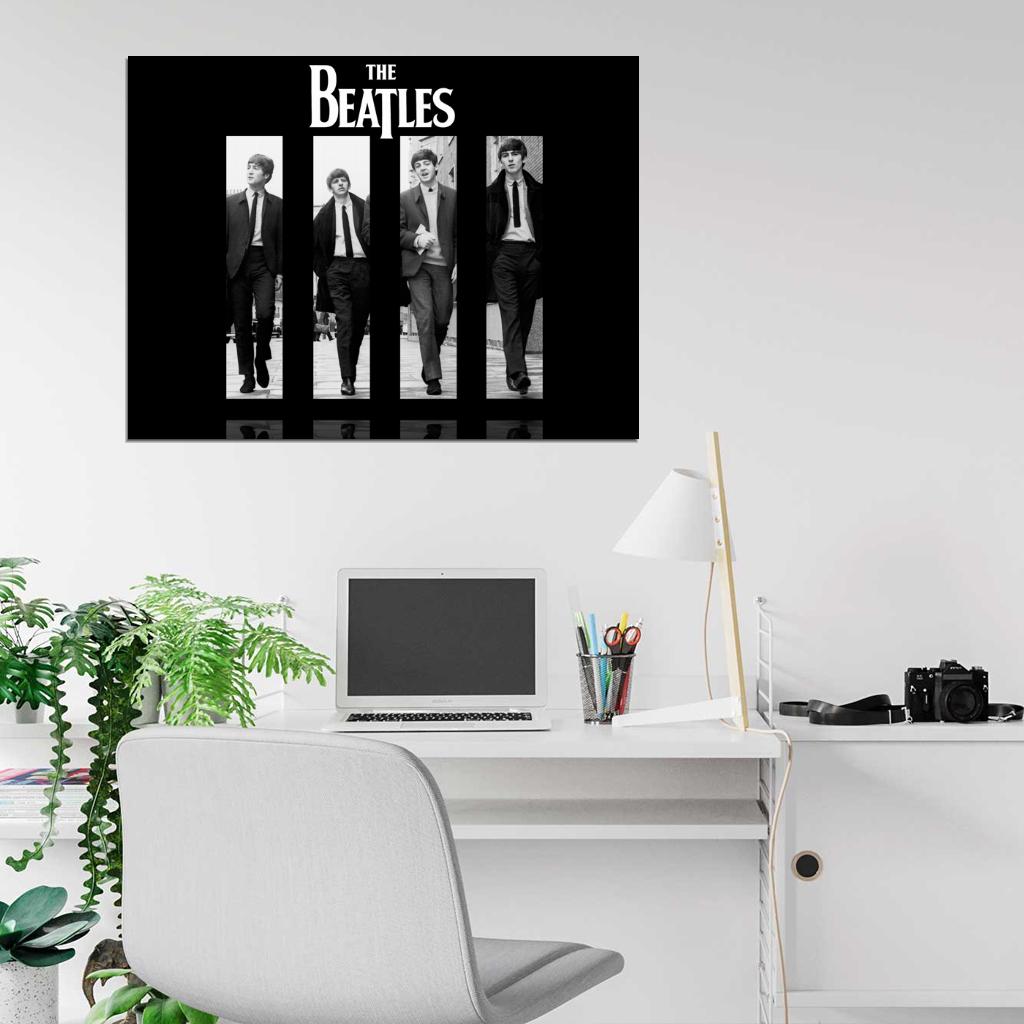The Beatles Rock Pop Band Music Classic BW Cool Art Wall Art Print Poster