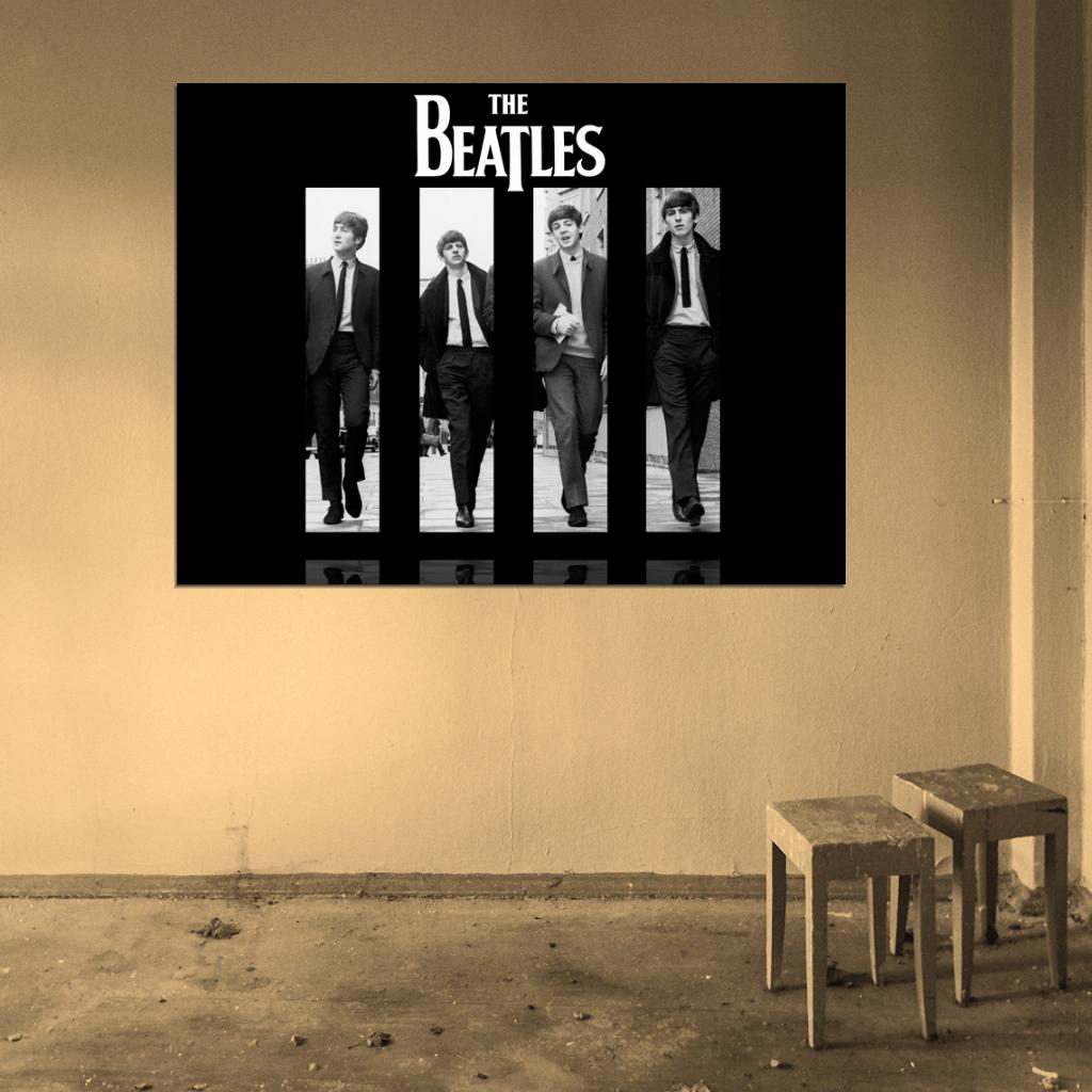 The Beatles Rock Pop Band Music Classic BW Cool Art Wall Art Print Poster