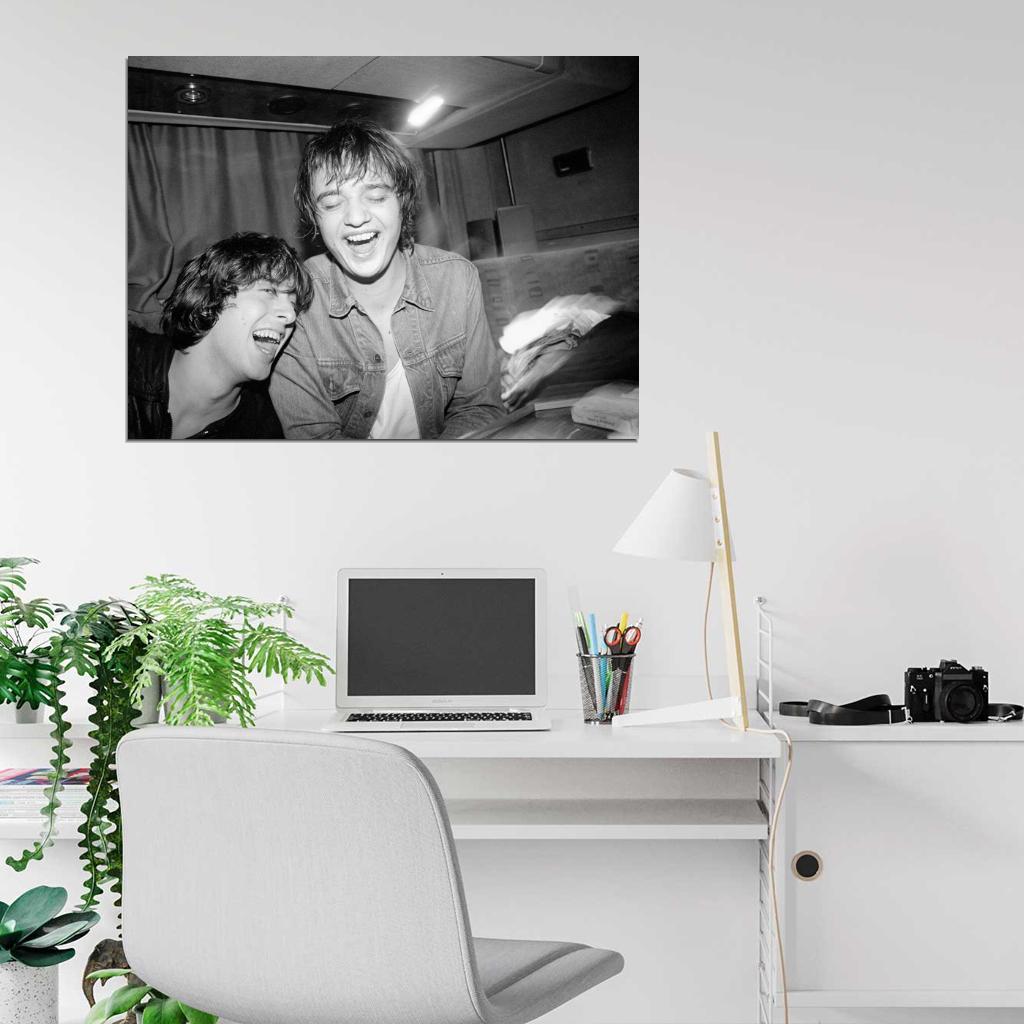 The Libertines Smile Funny Pete Doherty Carl Barat Indie Rock Band Group Music BW Wall Art Print Poster