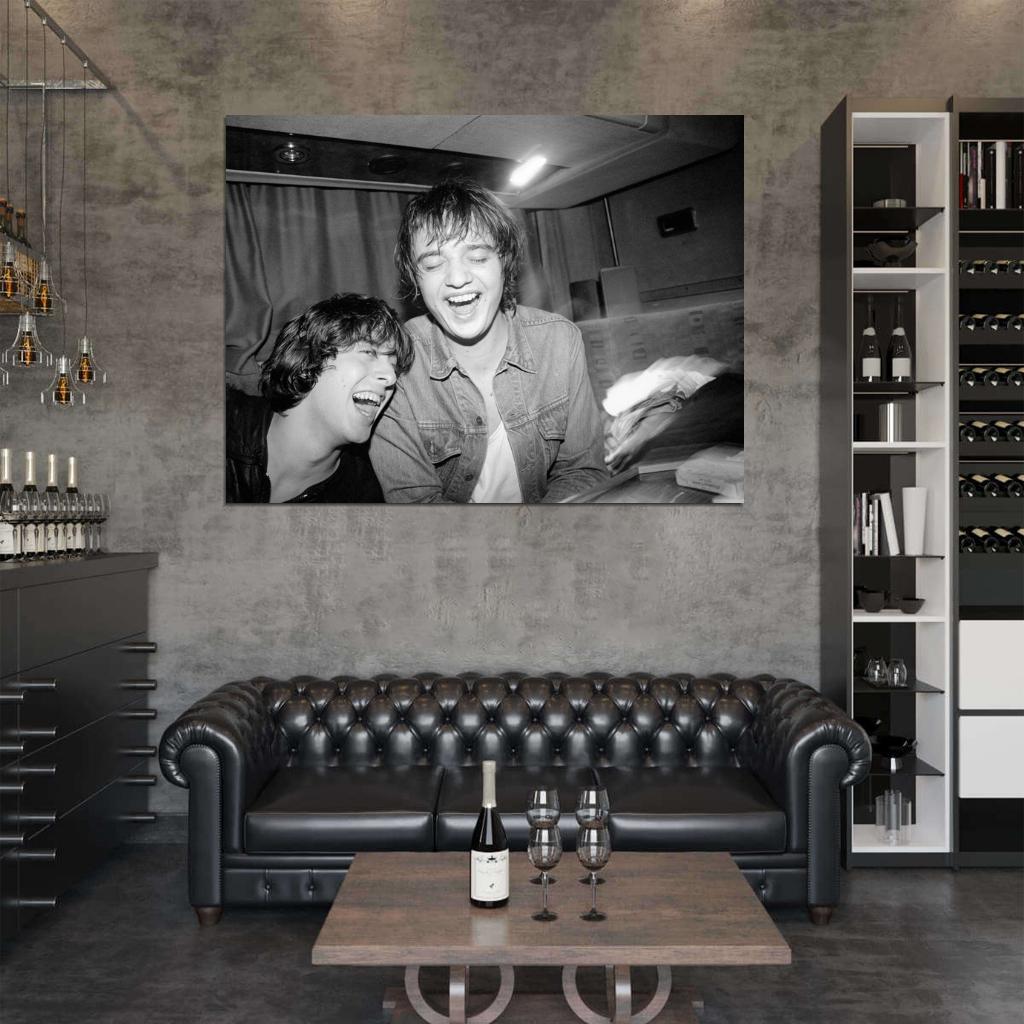 The Libertines Smile Funny Pete Doherty Carl Barat Indie Rock Band Group Music BW Wall Art Print Poster