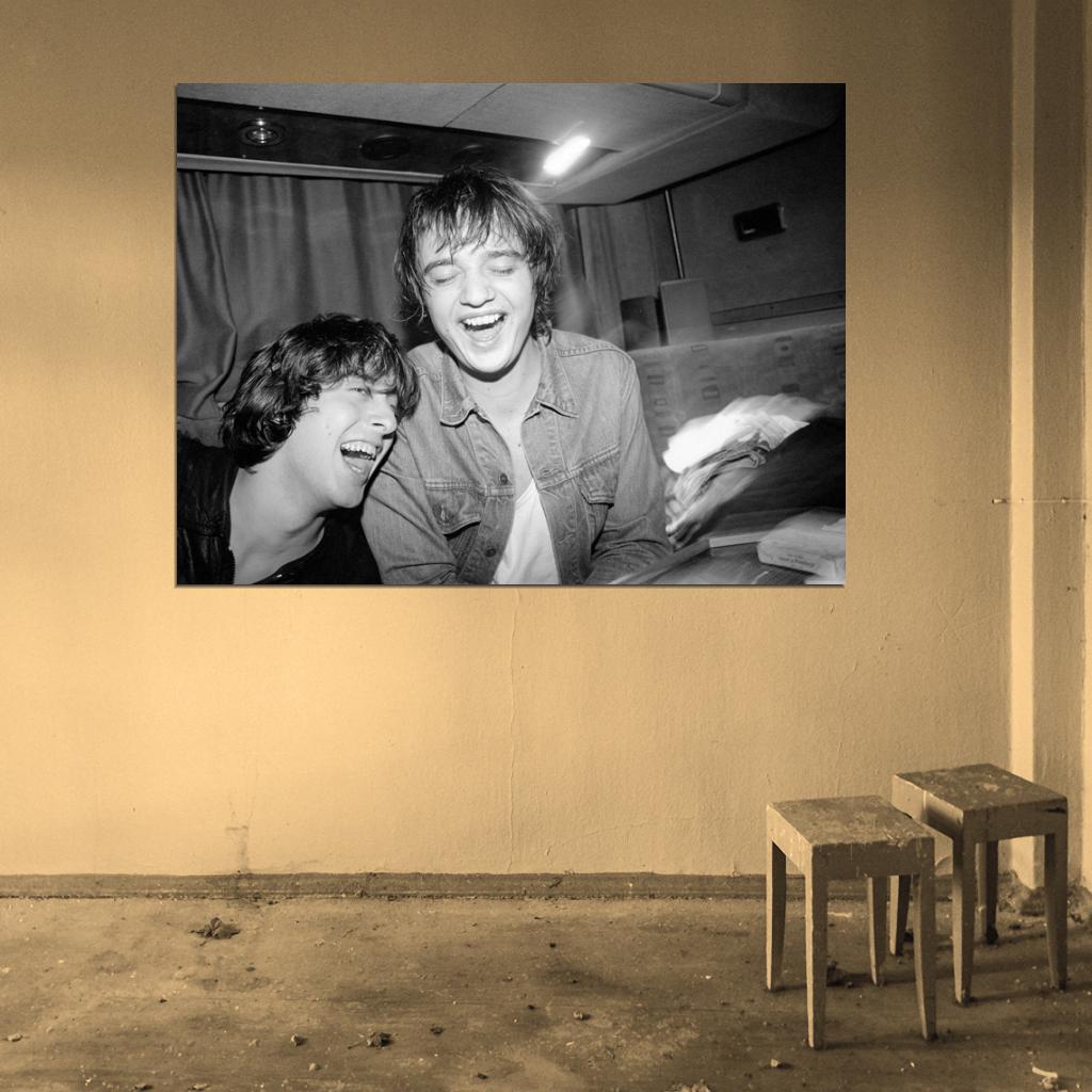 The Libertines Smile Funny Pete Doherty Carl Barat Indie Rock Band Group Music BW Wall Art Print Poster