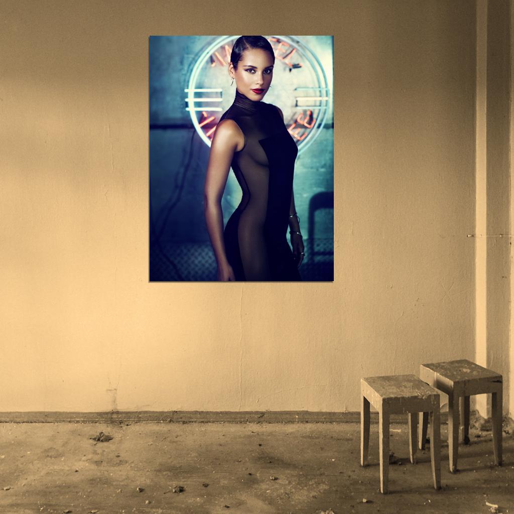 Alicia Keys Beautiful Hot Singer Sexy Dress R&B Music Wall Art Print Poster