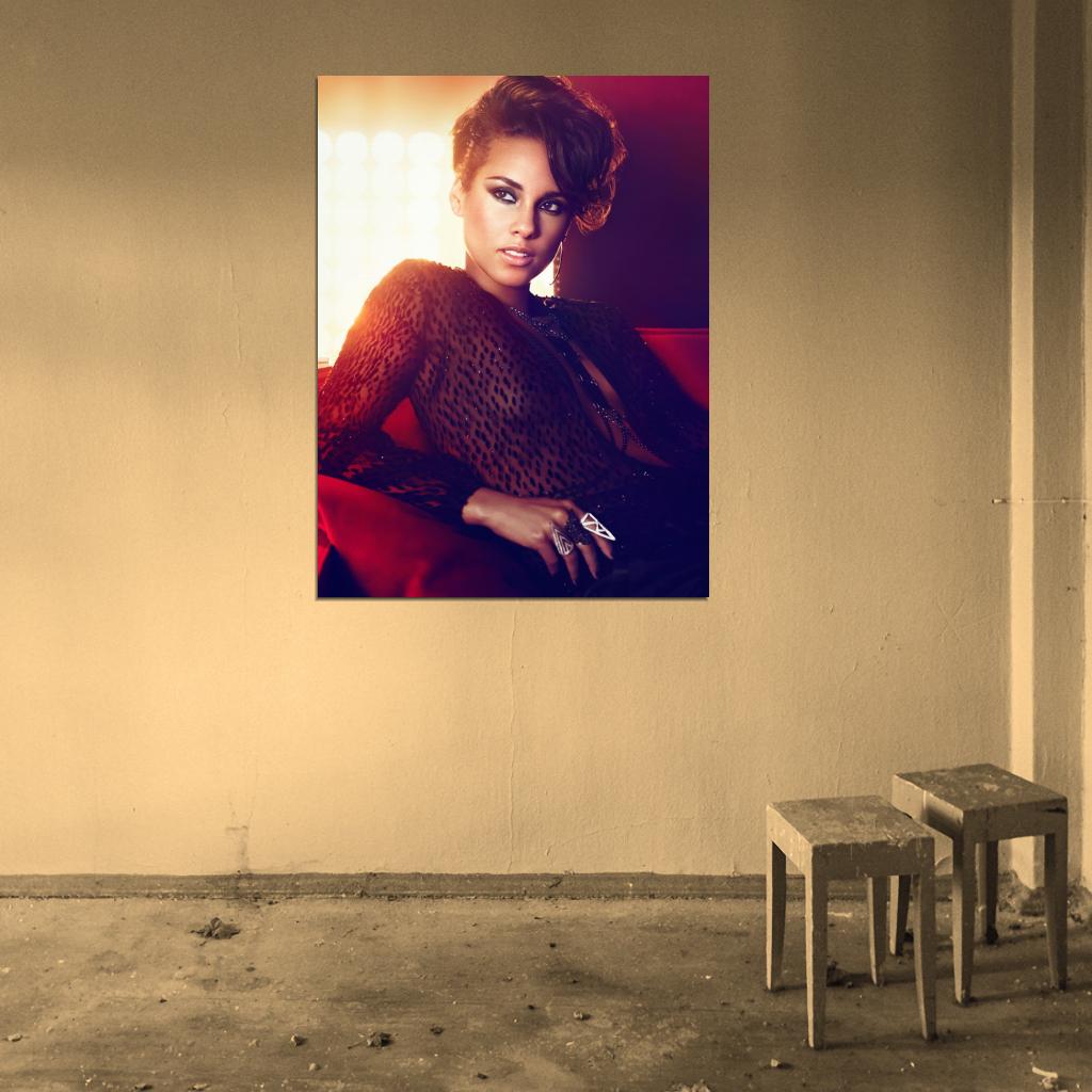 Alicia Keys Beautiful Hot Singer Sexy Dress R&B Music Wall Art Print Poster