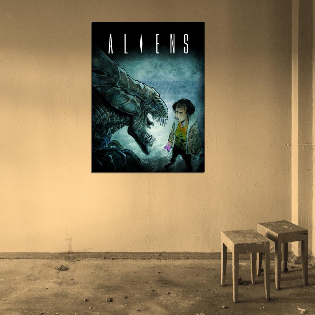 Aliens Xenomorph Cool Anime Sci-Fi Art Wall Art Print Poster