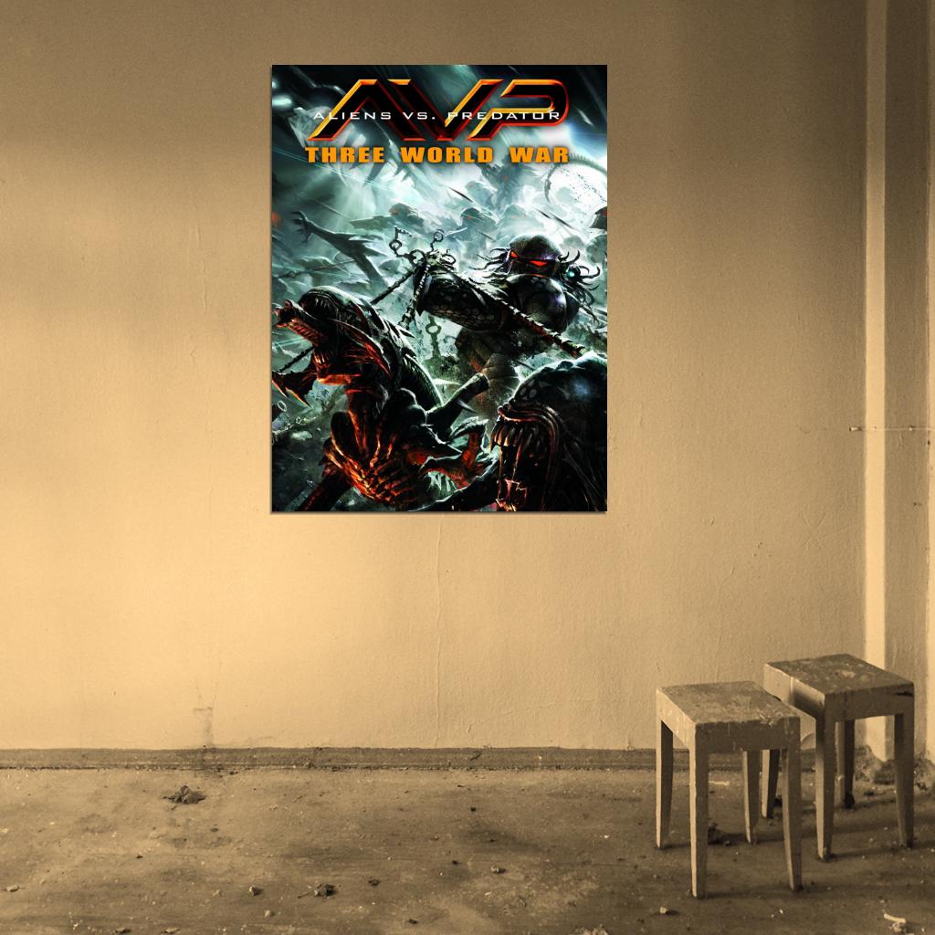 Aliens vs Predator Awesome Sci-Fi Movie Art Wall Art Print Poster