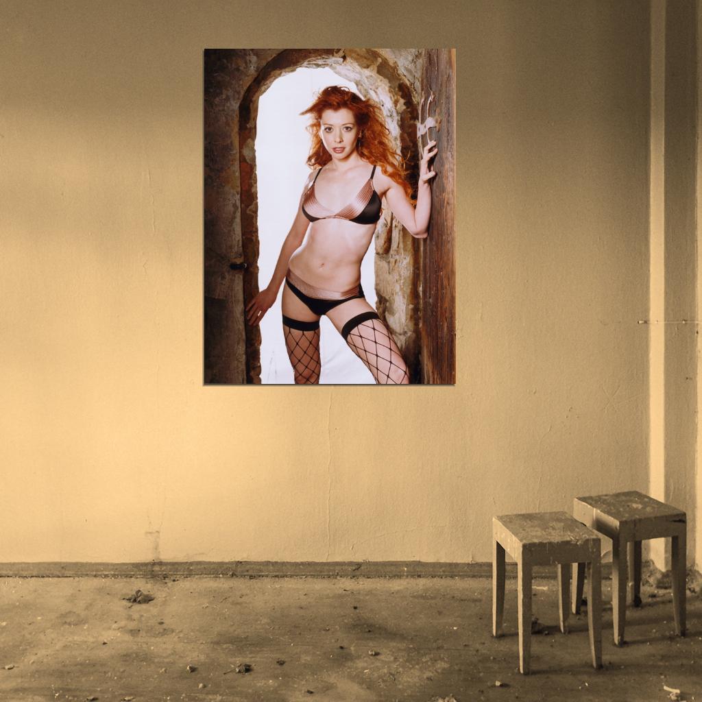 Alyson Hannigan Hot Lingerie Stocking Sexy Body Actress Wall Art Print Poster