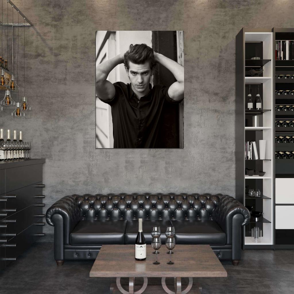 Andrew Garfield Handsome Movie Actor Hot BW Portrait Wall Art Print Poster