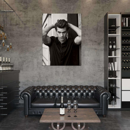 Andrew Garfield Handsome Movie Actor Hot BW Portrait Wall Art Print Poster