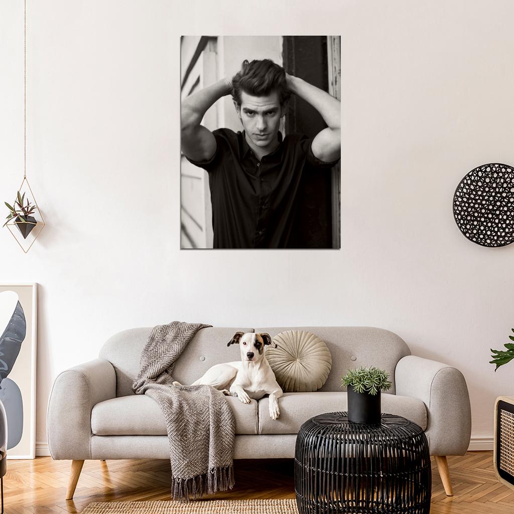 Andrew Garfield Handsome Movie Actor Hot BW Portrait Wall Art Print Poster