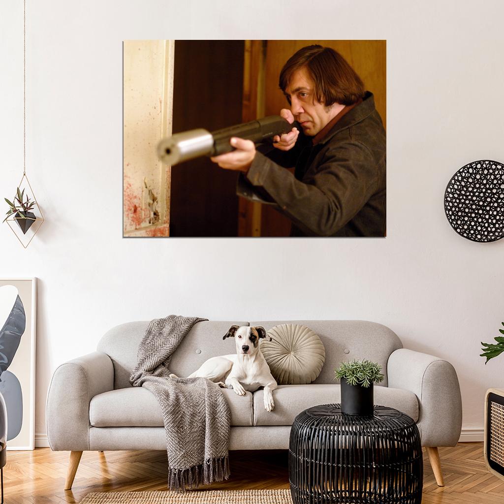 Anton Chigurh Shotgun No Country for Old Men Movie Javier Bardem Wall Art Print Poster
